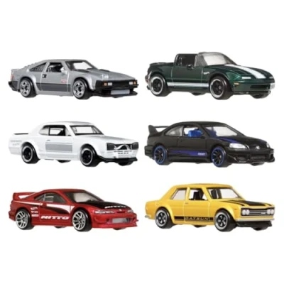 Afbeelding van Hot Wheels Metalen Speelgoedauto&#039;s, Schaal 1:64, Set van 6 Japanse Voertuigen (Stijlen Kunnen Variëren)