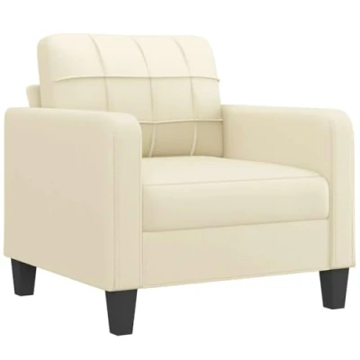 Image de vidaXL Fauteuil Crème 60 cm Similicuir359324