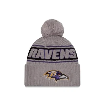 Afbeelding van NFL New Era Sideline 2024 Amerikaanse voetbal pomponmuts teamlogo beanie wintermuts grijs
