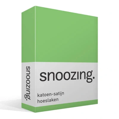 Afbeelding van Snoozing Katoen satijn Hoeslaken Tweepersoons 140x220 cm Lime