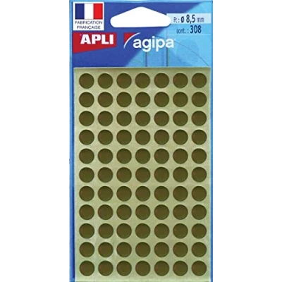 Afbeelding van Agipa ronde etiketten in etui diameter 8 mm, goud, 308 stuks, 77 per blad etiket