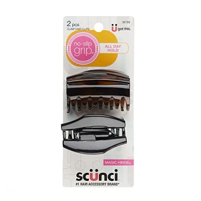 Afbeelding van Scunci No slip Grip Basic Cover Hinge Jaw Clips, 6 cm, 2 Count, kleuren kunnen variëren van