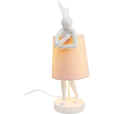 Afbeelding van Kare Konijn design tafellamp roze en wit bedlampje diermotief bureaulamp kinderen tuimelschakelaar kabel lamp niet inbegrepen 50 x 17 20 cm