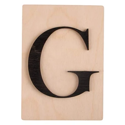 Afbeelding van Rayher letter G, FSC Mix Credit, houten tegels 10,5 x 14,8 cm, 3D in zwart, 3 mm dikke letters, op