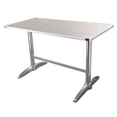 Afbeelding van Bolero rechthoekige RVS tafel met dubbele tafelpoot 120cm