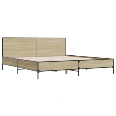 Afbeelding van vidaXL Bedframe bewerkt hout metaal sonoma eikenkleurig 180x200 cm