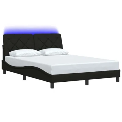 Afbeelding van vidaXL Bedframe met LED verlichting stof zwart 140x190 cm