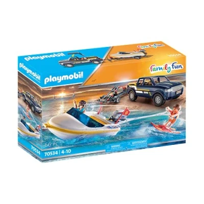 Afbeelding van Playmobil FamilyFun Pick Up with Speedboat