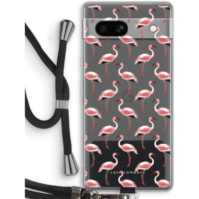 Afbeelding van Case Company® hoesje met Koord geschikt voor Google Pixel 7A Flamingo Telefoonhoesje Zwart Bescherming aan alle Kanten en Over de Schermrand