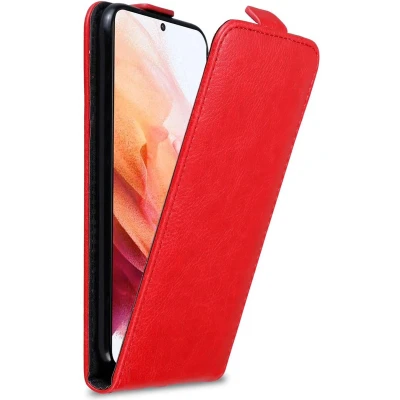Afbeelding van Cadorabo Hoesje geschikt voor Samsung Galaxy S21 5G in APPEL ROOD Beschermhoes flip design Case Cover met magnetische sluiting