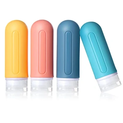 Afbeelding van Diboniur Siliconen reisflesjes, 4 stuks, 89 ml luchtreisflesjes, knijpbare herbruikbare verpakkingen voor shampoo, crème, vloeistoffen en lotion