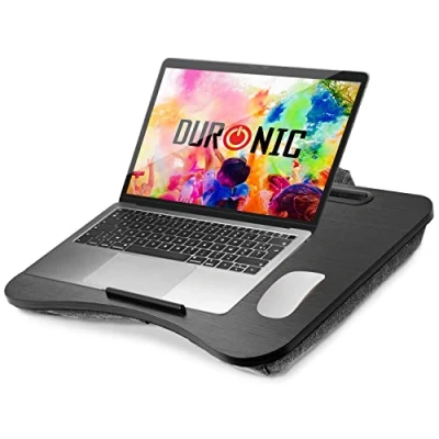 Afbeelding van Duronic DML432 Laptopdienblad met ergonomisch polystyreenkussen, tabletstandaard, statafel, voor werk, lezen, tekenen, huiswerk, studie, films