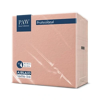 Afbeelding van PAW Airlaid servetten (40 x 40 cm) I 50 stuks effen vergelijkbaar met stof Elegante tafeldecoratie HoReCa Voor gelegenheden zoals bruiloften, feesten Kleur: roze