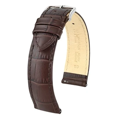 Afbeelding van Hirsch horlogeband Duke Donkerbruin Leer 26mm