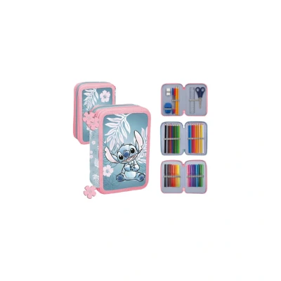 Afbeelding van DanneelsNV Pennendoos with 3 compartments blauw Hawaï Lilo &amp; Stitch