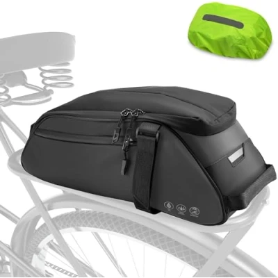 Afbeelding van JOLY FANG Fietsbagagedragertas, 8 liter, multifunctionele fietstassen voor bagagedrager, waterdicht en reflecterend, fietstas, rugzak, handtas met regenbescherming