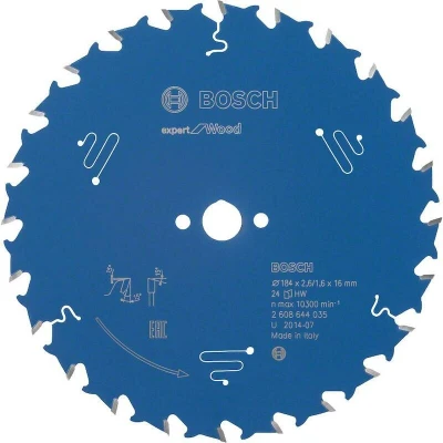 Image de BOSCH 2608644035 lame de scie circulaire Expert pour le bois, 184 x 16 2.6 mm, 24T