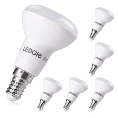 Afbeelding van LEDGLE Kleine ledlampen, E14, reflector, 6 W, 500 lm, komt overeen met 50 schroefbasis, 3000 K, warmwit, 180 graden straling, stuks