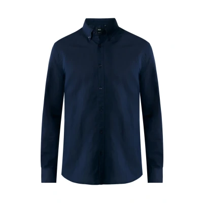Afbeelding van Mexx Caleb Basic Linen Shirt Navy Heren Maat Xxl