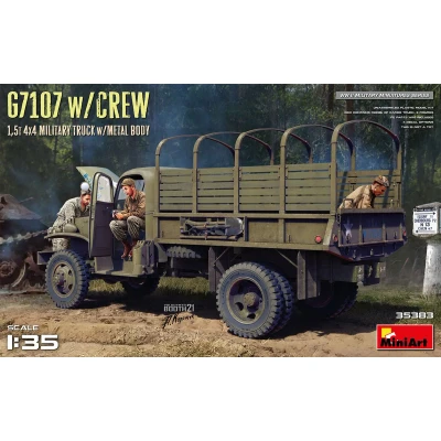 Afbeelding van 1:35 MiniArt 35383 G7107 w/Crew 1,5 4X4 Cargo Truck w/Metal body Plastic Modelbouwpakket