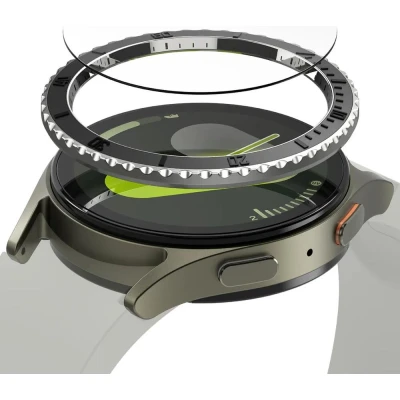 Afbeelding van Ringke Bezel Styling + Tempered Glass Geschikt voor Samsung Galaxy Watch 7 44MM RVS Cover Screen Protector 44 96 Zwart