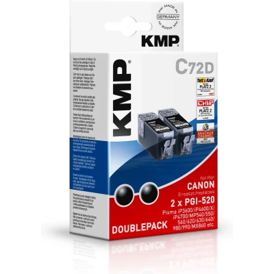 Afbeelding van KMP Inktcartridge vervangt Canon PGI 520PGBK Compatibel 2 pack Zwart C72D 1508,0021