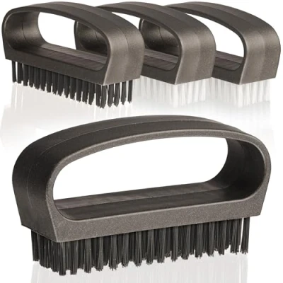 Afbeelding van Hausfelder Set van 4 harde nagelborstels met handvat, nagelborstel, handwasborstel (harde en zachte borstel), zwart wit