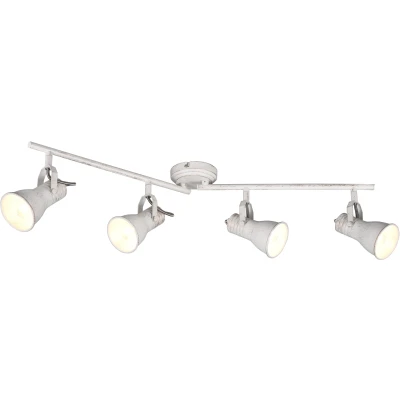 Afbeelding van Trio leuchten LED Plafondspot Plafondverlichting E14 Fitting 4 lichts Rechthoek Antiek Wit Aluminium