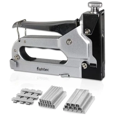 Afbeelding van Multifunctionele nietmachine: Handmatige nietmachine voor decoratie, hout, stof, knutselen Inclusief: 400 wandnietjes + kabels spijkers Grijs zwart