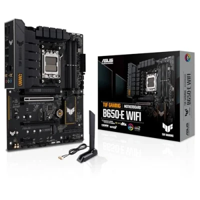 Image de ASUS TUF GAMING B650 E WIFI carte mère ATX Socket AM5 AMD Chipset USB C Gen2, 3.1 Gen 2 Wi Fi 6E, Bluetooth graphique embarquée (unité centrale requise) audio HD (8 canaux)