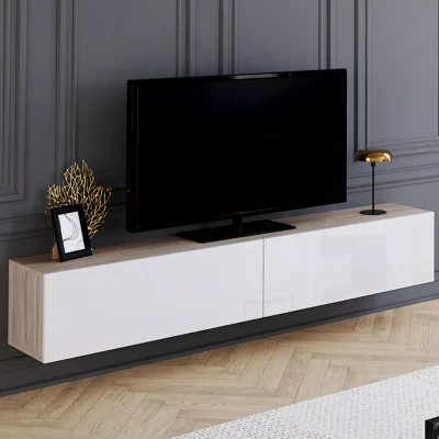 Afbeelding van ELIO 2 deurs TV hangelement hout en wit 180 cm