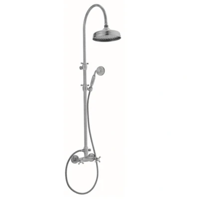 Afbeelding van PB klassieke Doucheset opbouw sterknoppen met regendouche telescopische douchekolom chroom 1208855892