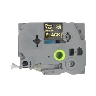 Afbeelding van BROVACS 1 x gelamineerde labeltape goud op zwart compatibel met Brother P Touch TZ 354 TZe labelprinter 24 mm OPA4354