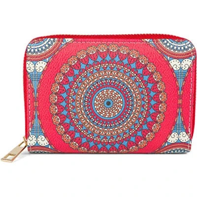 Afbeelding van styleBREAKER Kleine damesportemonnee met kleurrijk mandala patroon, etnische stijl, ritssluiting, 02040149, rood/blauw/oranje, Modern