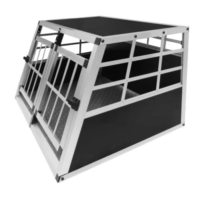 Afbeelding van Hondenkooi voor auto Alumunium Medium: 89x69x50 cm 2 deuren hondenbench