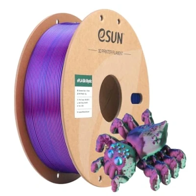 Afbeelding van eSUN Silk Driekleurig PLA filament 1,75 mm, zijdeachtig, gecoëxtrudeerd, 3D printer, filament, 1 kg, coëxtrusie, zijde, mystic PLA, voor printers, rood, groen, blauw