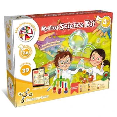 Afbeelding van Science4you Mijn eerste wetenschappelijke set voor kinderen vanaf 4 jaar educatief spel met 26 experimenten, maakt zeepbellen en leer kleuren, cadeau jongens meisjes,