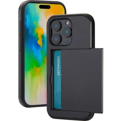 Afbeelding van imoshion Hoesje Geschikt voor iPhone 16 Pro Ruimte 2 pasjes Backcover met pasjeshouder Zwart