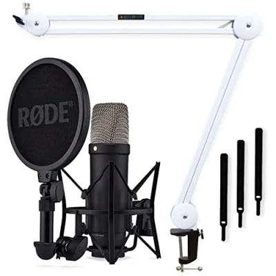 Afbeelding van Rode NT1 5e generatie XLR USB Studio Microfoon zwart + keepdrum scharnierarm statief