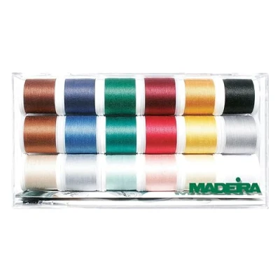 Afbeelding van Madeira 100% katoenen garen hand en machinaal naaien, voor naaien borduren, quilten van viscose 18 x 200 m, heldere kleuren