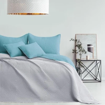 Afbeelding van AmeliaHome Softa Sprei, 260 x 280 cm, ultradun stiksel, polyester, blauw, grijs