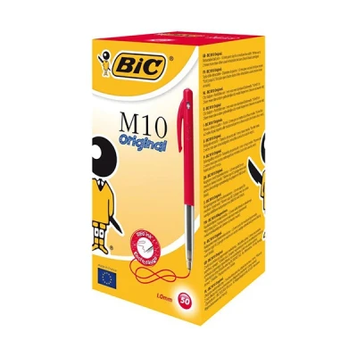 Image de Stylo Bille Bic M10 Clic Medium Rétractable rouge Pointe Moyenne