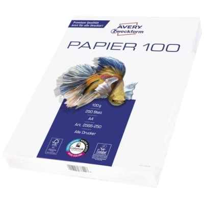 Afbeelding van Avery Zweckform Inkjet Paper Bright White 2566 250 Set van 200 stuks Printpapier, kopieerpapier DIN A4 100 g/m² vellen Helderwit