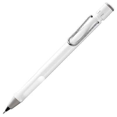 Image de LAMY safari white Porte mines avec grip ergonomique et corps en plastique ASA robuste idéal pour dessiner écrire incluant la mine fine M 41 0,5 mm gomme