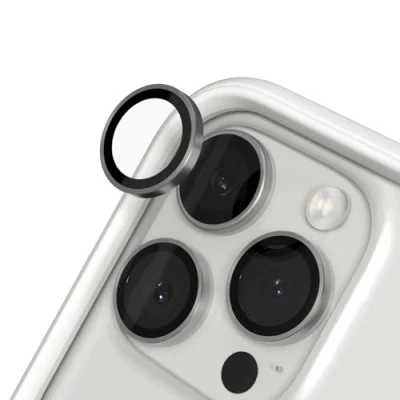 Afbeelding van RHINOSHIELD 9H gehard glas lensbescherming compatibel met [iPhone 16 Pro / Max] Schokbestendigheid, hoge helderheid, splinterbescherming, anti condens technologie, natuurlijk titanium