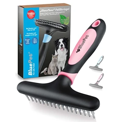 Afbeelding van BluePet GlanzTanz Ontwarring voor lang haar, honden en katten, hoogwaardige hondenwurg met twee rijen pinnen, ontwart knopen knopen, maakt het haar glad