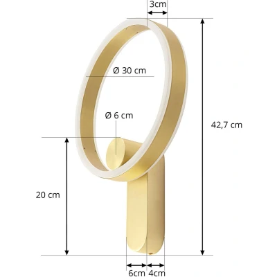 Afbeelding van Lucande LED wandlamp Yekta, direct, messingkleurig, 18W