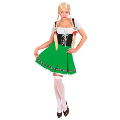 Afbeelding van Widmann Boeren Tirol &amp; Oktoberfest Kostuum Duitse Heidi Bierschenker Vrouw Groen XL Bierfeest Verkleedkleding