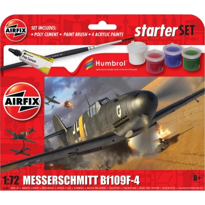Afbeelding van 1:72 Airfix 55014 Messerschmitt Bf 109F 4 Propeller Vliegtuig Starter Set Plastic Modelbouwpakket