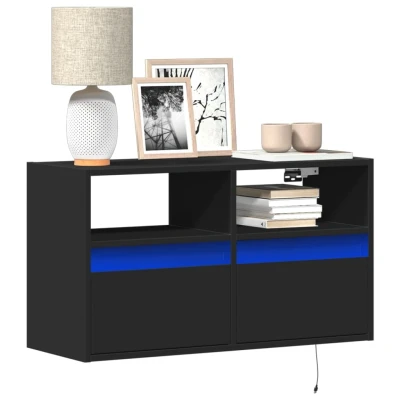 Afbeelding van vidaXL Tv wandmeubel met LED verlichting 80x31x45 cm zwart